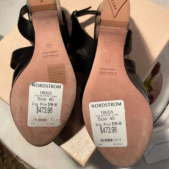 Prada Black Leather Asymmetrical Wedge Sandal 10 - Picture 8 of 9